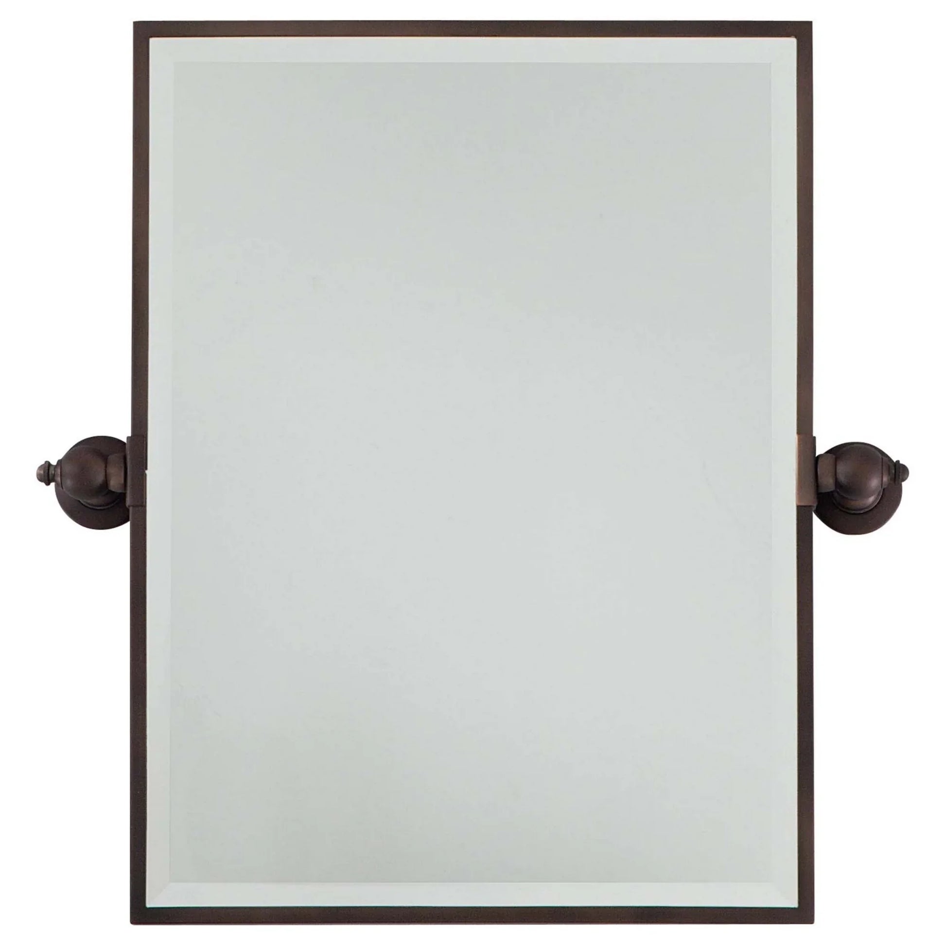Pivoting Mirrors 24.25" x 23.5" Beveled Rectangle Mirror, Dark Brushed Bronze Finish - Bees Lighting