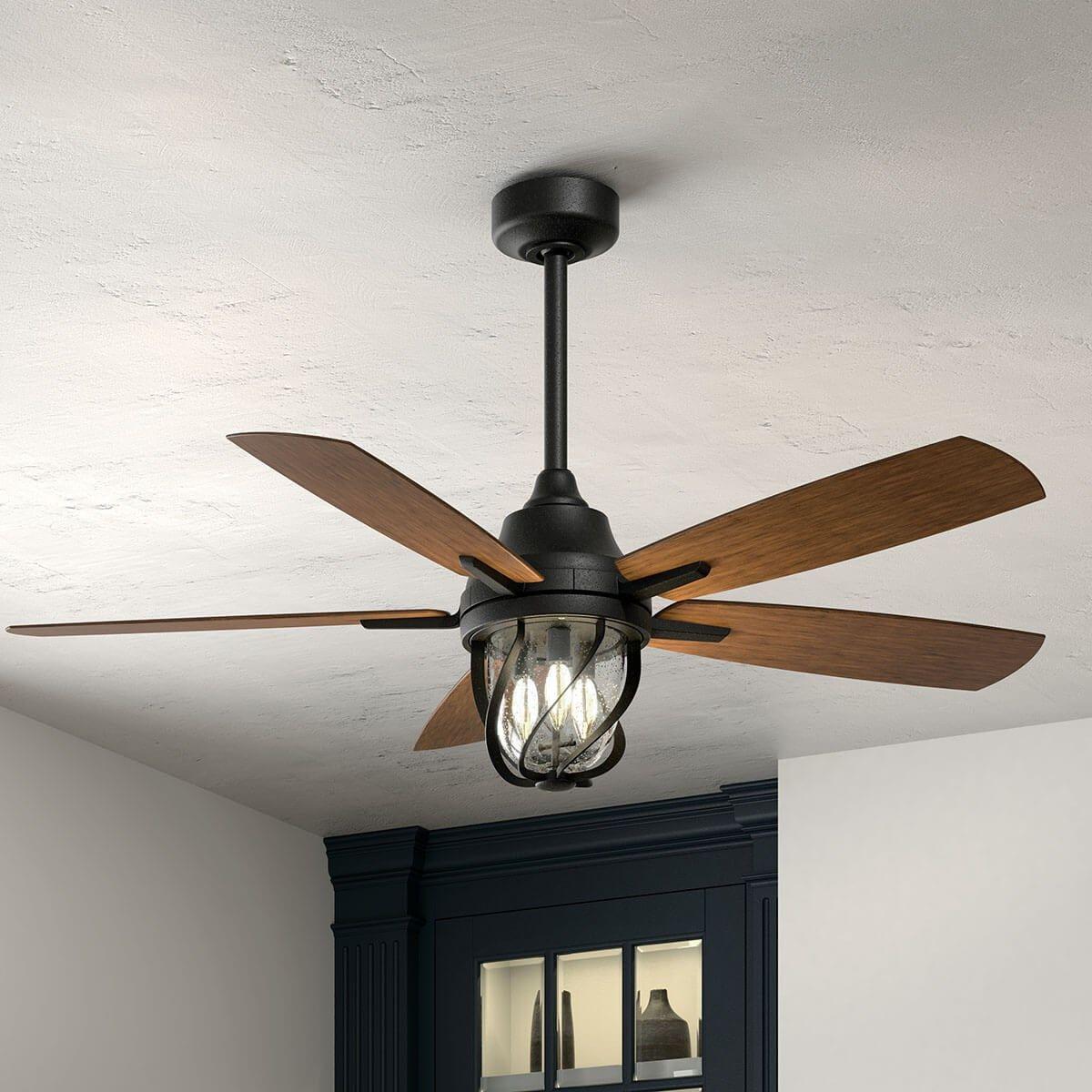 Lydra 52 Inch Rustic Caged Indoor/Outdoor Ceiling Fan With Light And Remote - Bees Lighting
