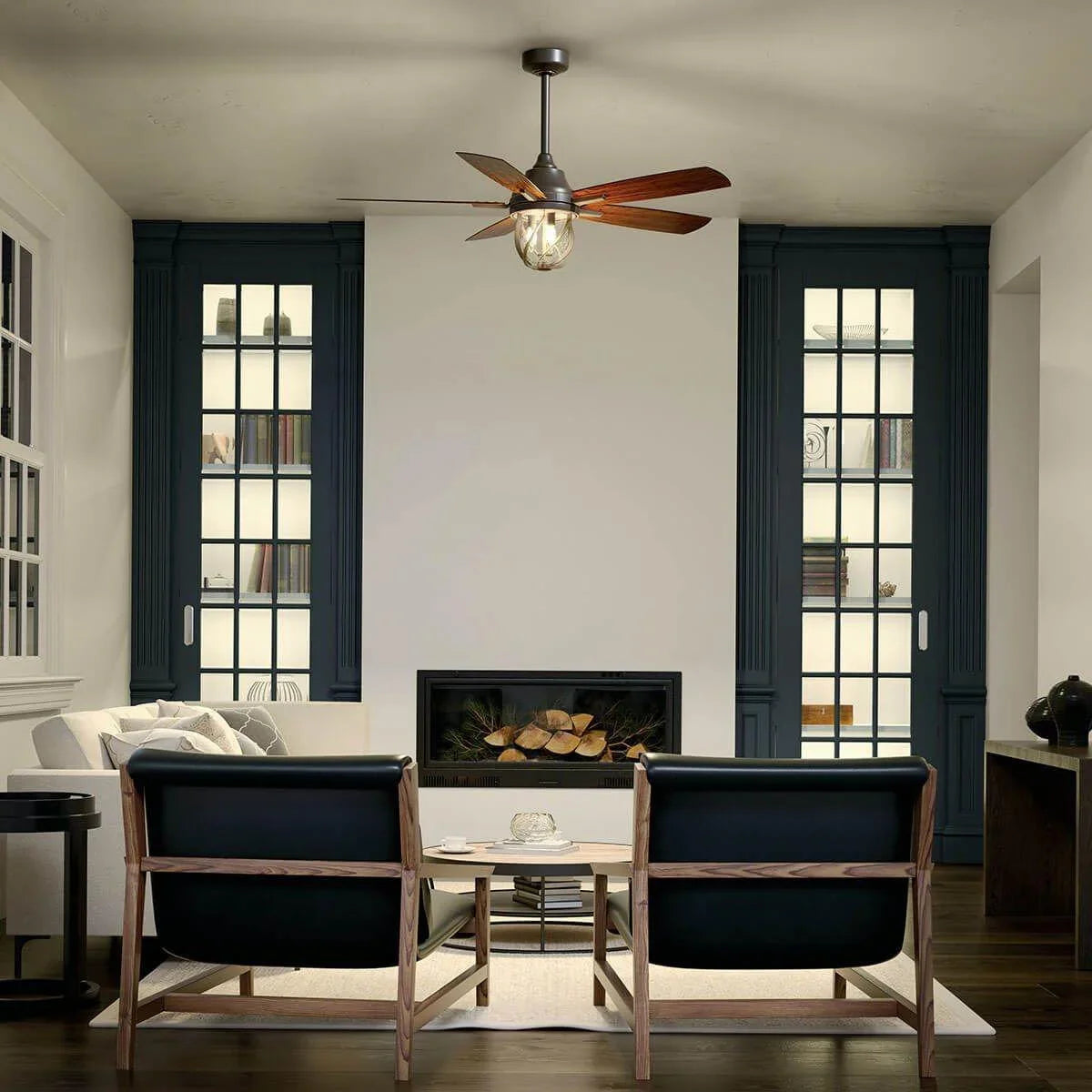 Lydra 52 Inch Olde Bronze Damp Rated Cage LED Ceiling Fan with Remote - Bees Lighting