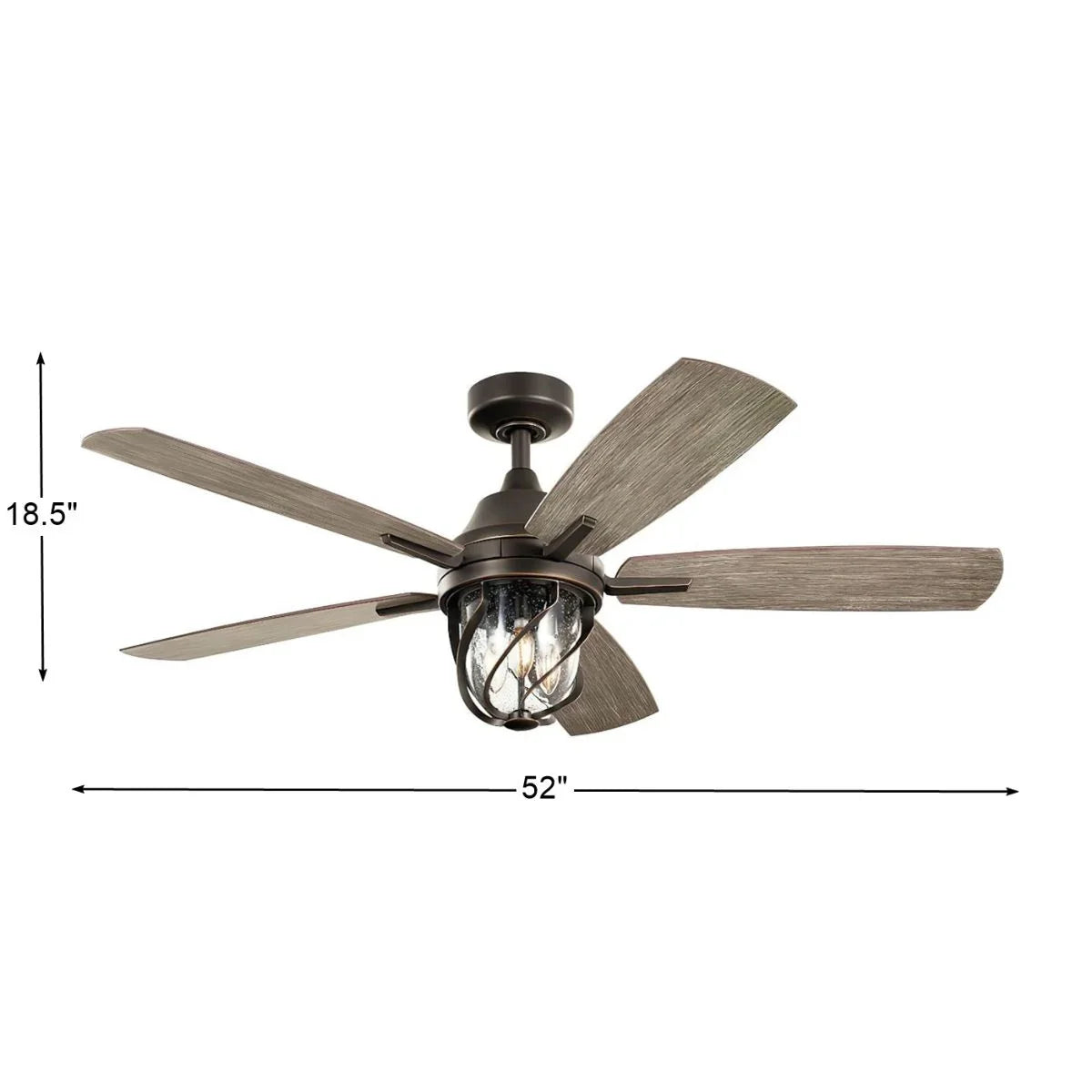 Lydra 52 Inch Olde Bronze Damp Rated Cage LED Ceiling Fan with Remote - Bees Lighting