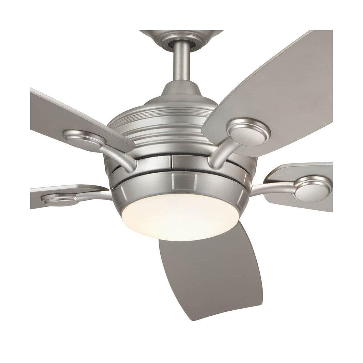 Tranquil 56 Inch Brushed Nickel LED Damp Rated Ceiling Fan with Remote - Bees Lighting
