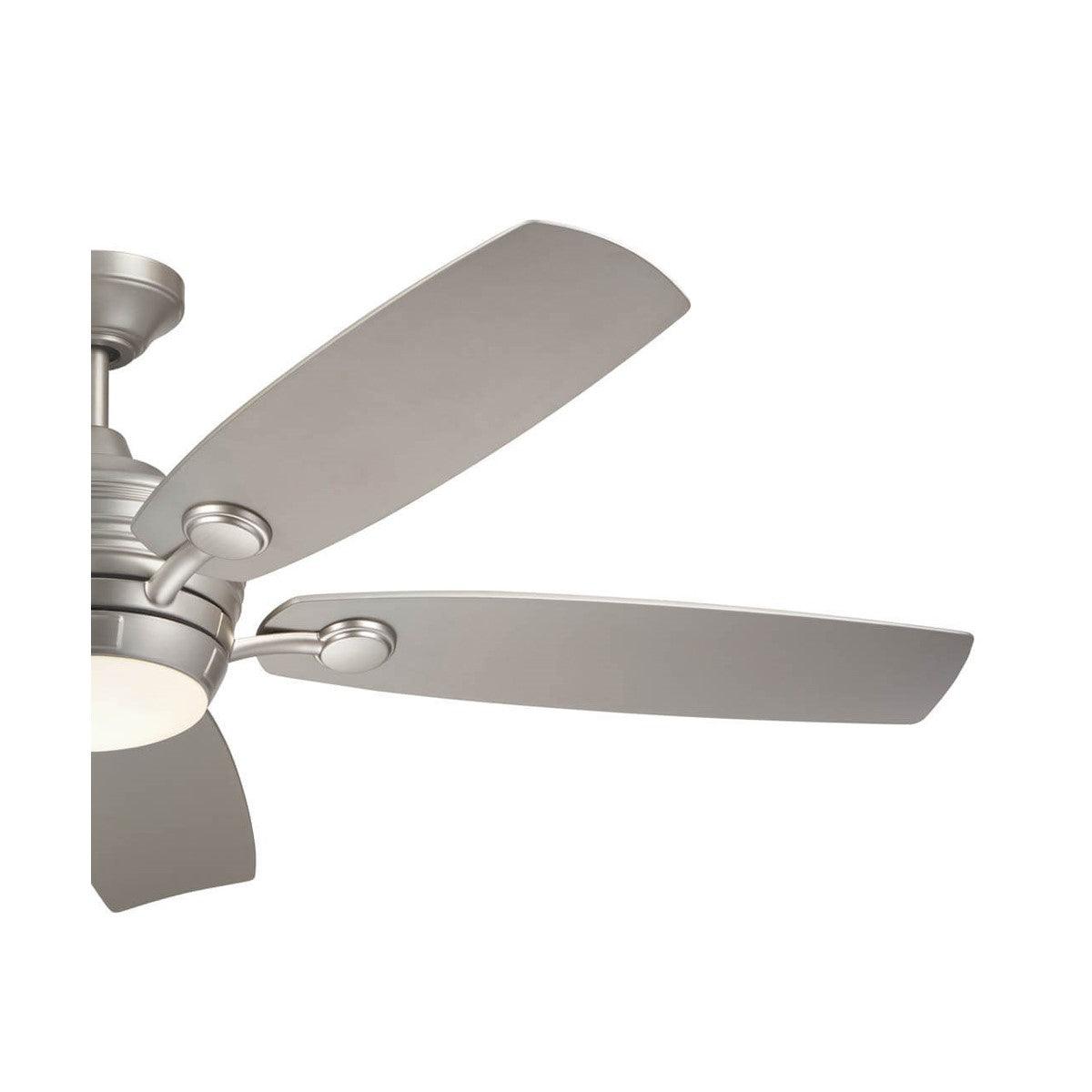Tranquil 56 Inch Brushed Nickel LED Damp Rated Ceiling Fan with Remote - Bees Lighting
