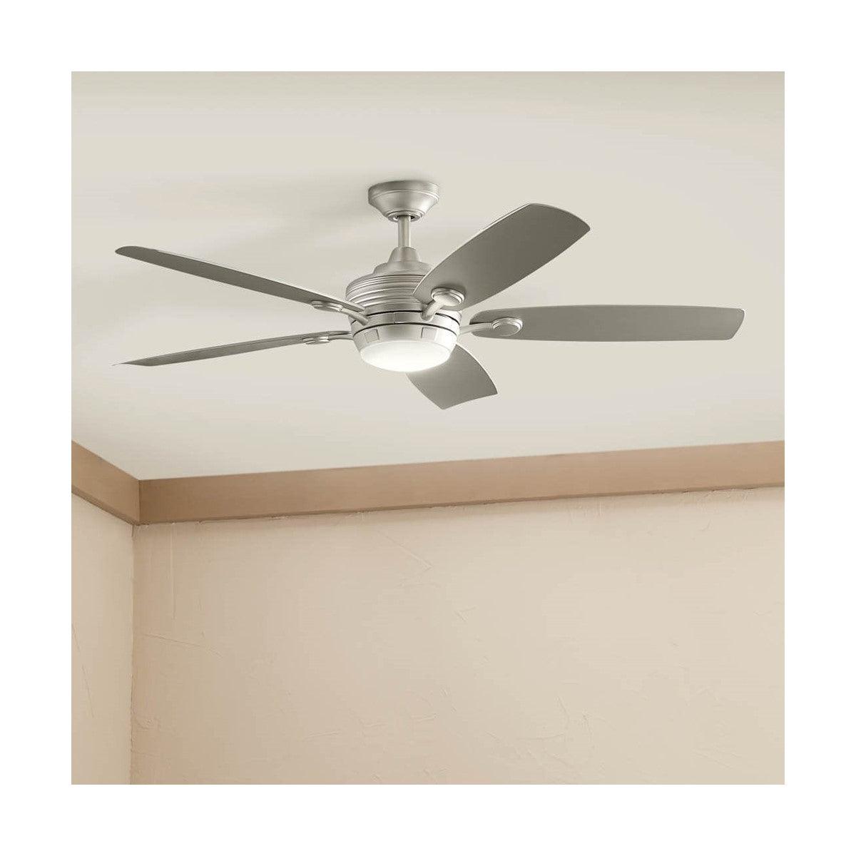 Tranquil 56 Inch Brushed Nickel LED Damp Rated Ceiling Fan with Remote - Bees Lighting