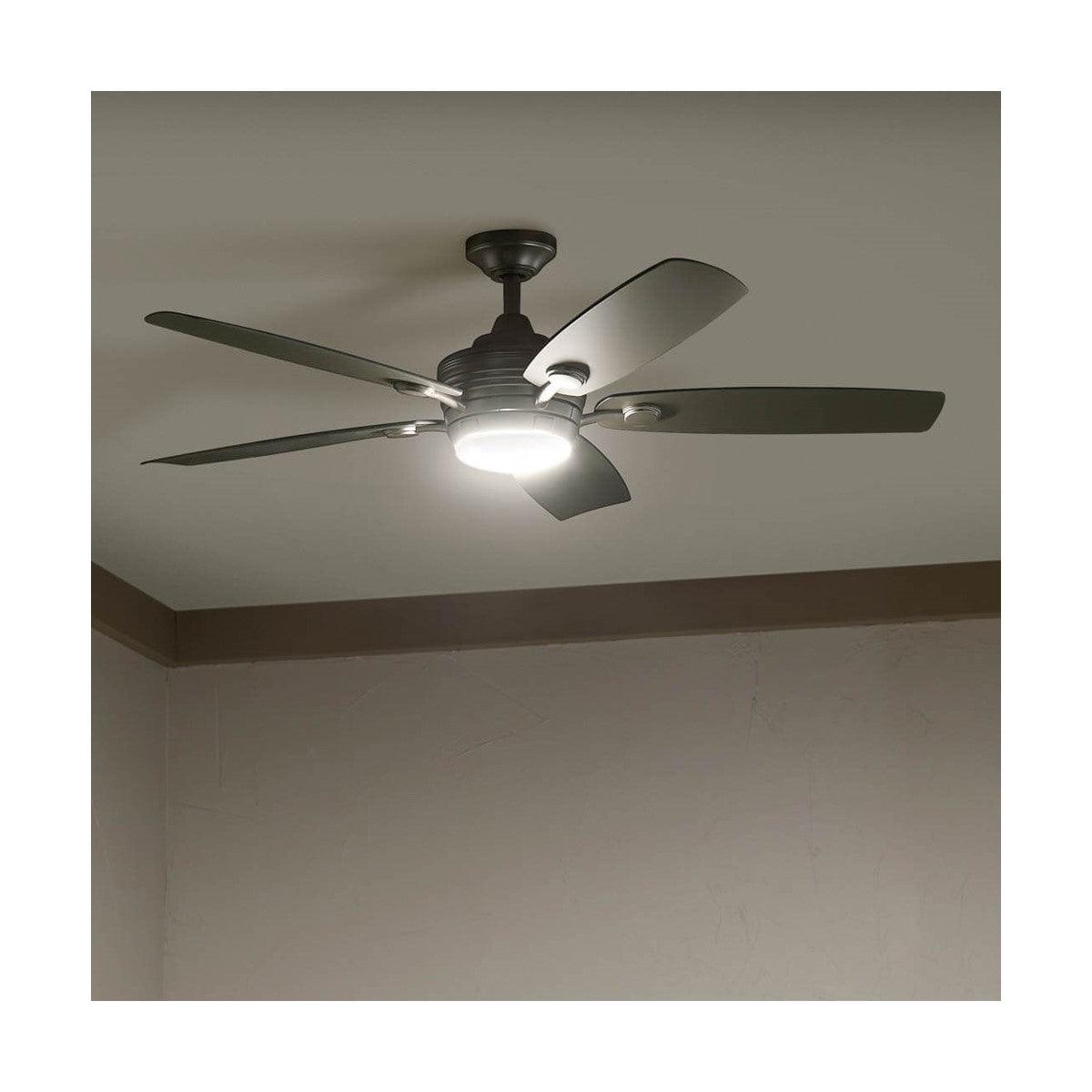 Tranquil 56 Inch Brushed Nickel LED Damp Rated Ceiling Fan with Remote - Bees Lighting