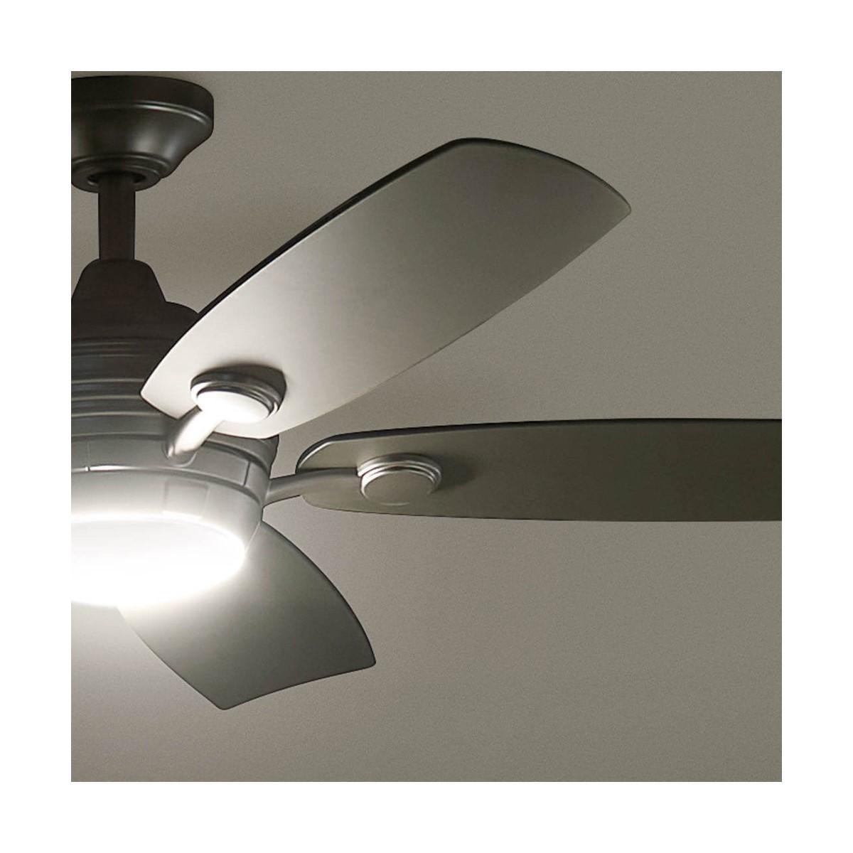 Tranquil 56 Inch Brushed Nickel LED Damp Rated Ceiling Fan with Remote - Bees Lighting