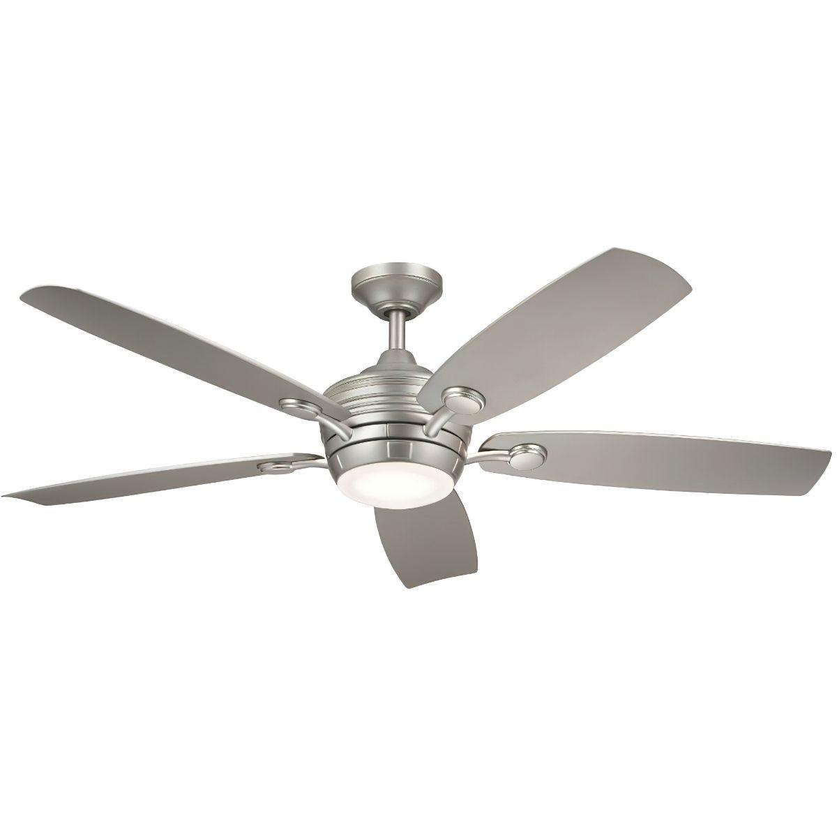 Tranquil 56 Inch Brushed Nickel LED Damp Rated Ceiling Fan with Remote - Bees Lighting