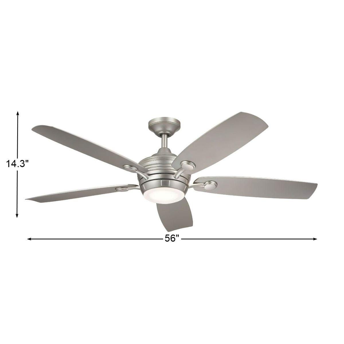 Tranquil 56 Inch Brushed Nickel LED Damp Rated Ceiling Fan with Remote - Bees Lighting
