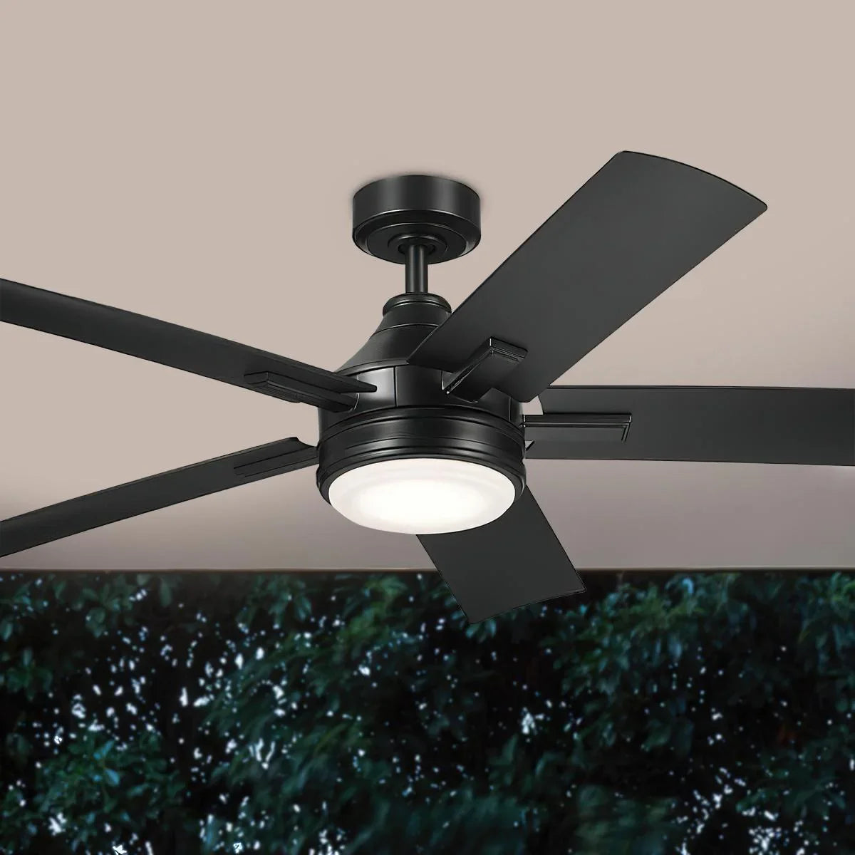 Tide Weather+ 52 Inch Satin Black LED Wet Rated Ceiling Fan with Remote - Bees Lighting