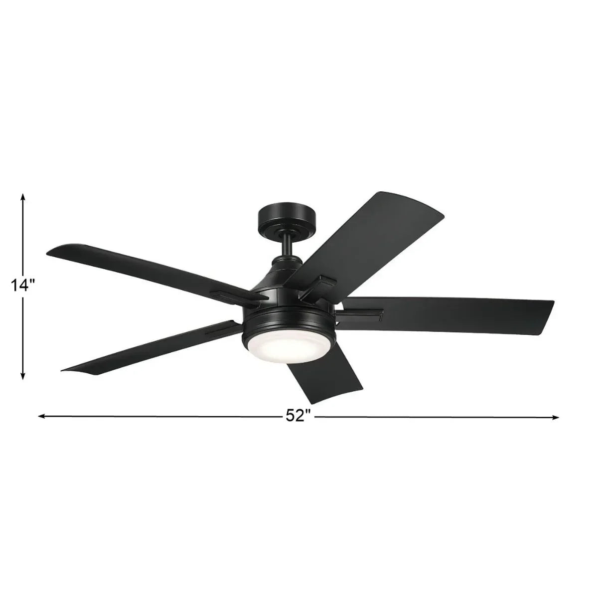 Tide Weather+ 52 Inch Satin Black LED Wet Rated Ceiling Fan with Remote - Bees Lighting