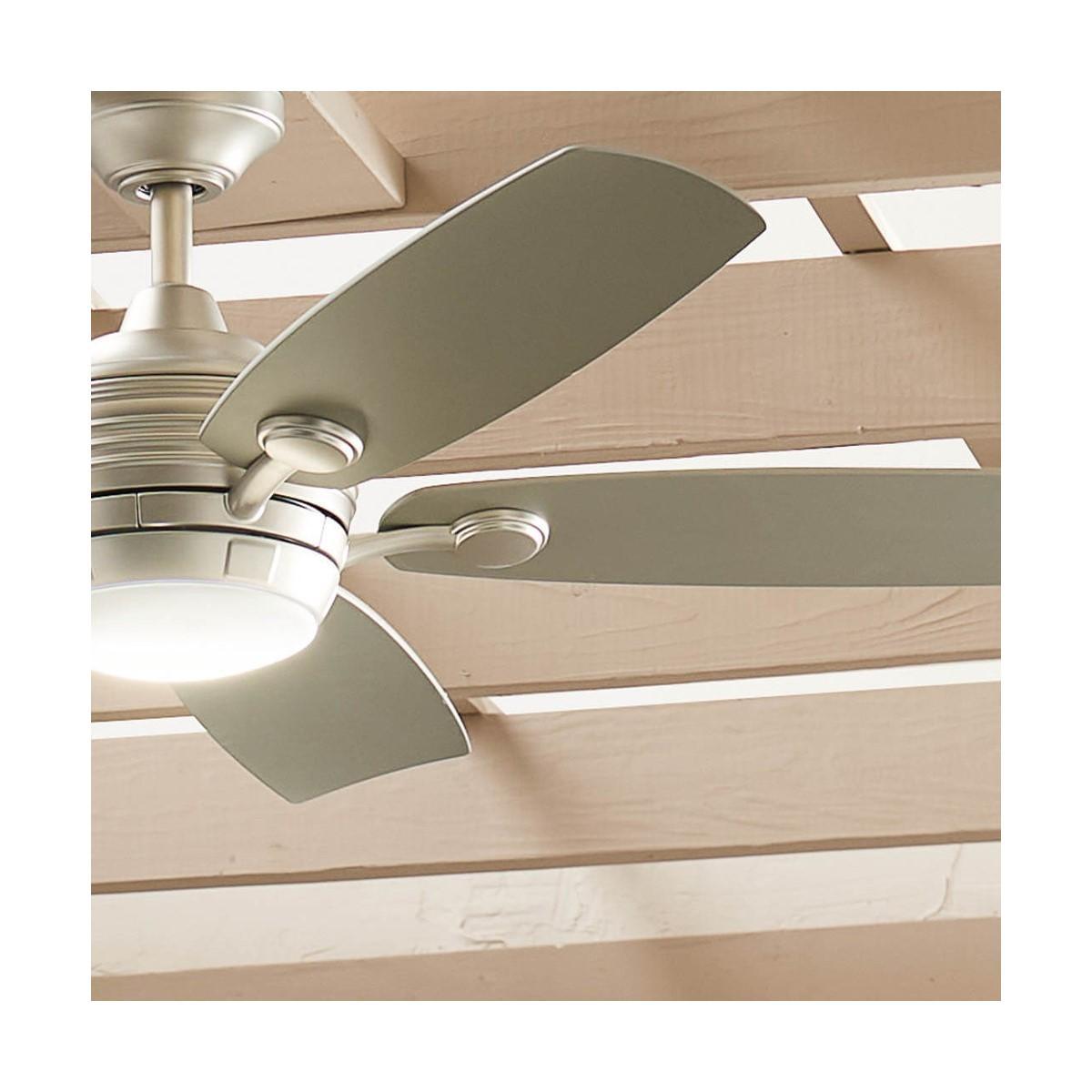 Tranquil Weather+ 56 Inch Brushed Nickel LED Wet Rated Ceiling Fan with Remote - Bees Lighting