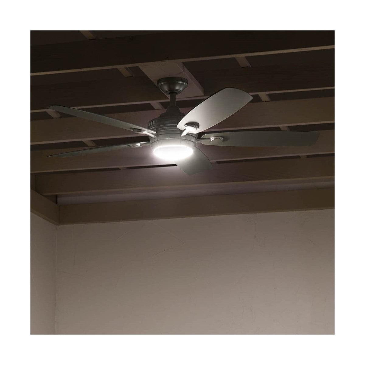 Tranquil Weather+ 56 Inch Brushed Nickel LED Wet Rated Ceiling Fan with Remote - Bees Lighting