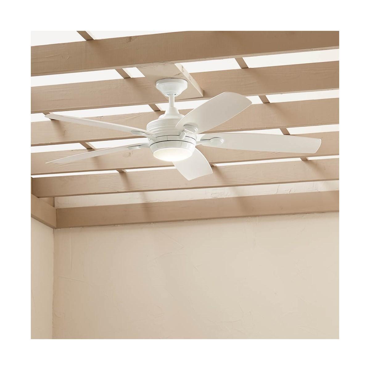 Tranquil Weather+ 56 Inch White LED Wet Rated Ceiling Fan with Remote - Bees Lighting