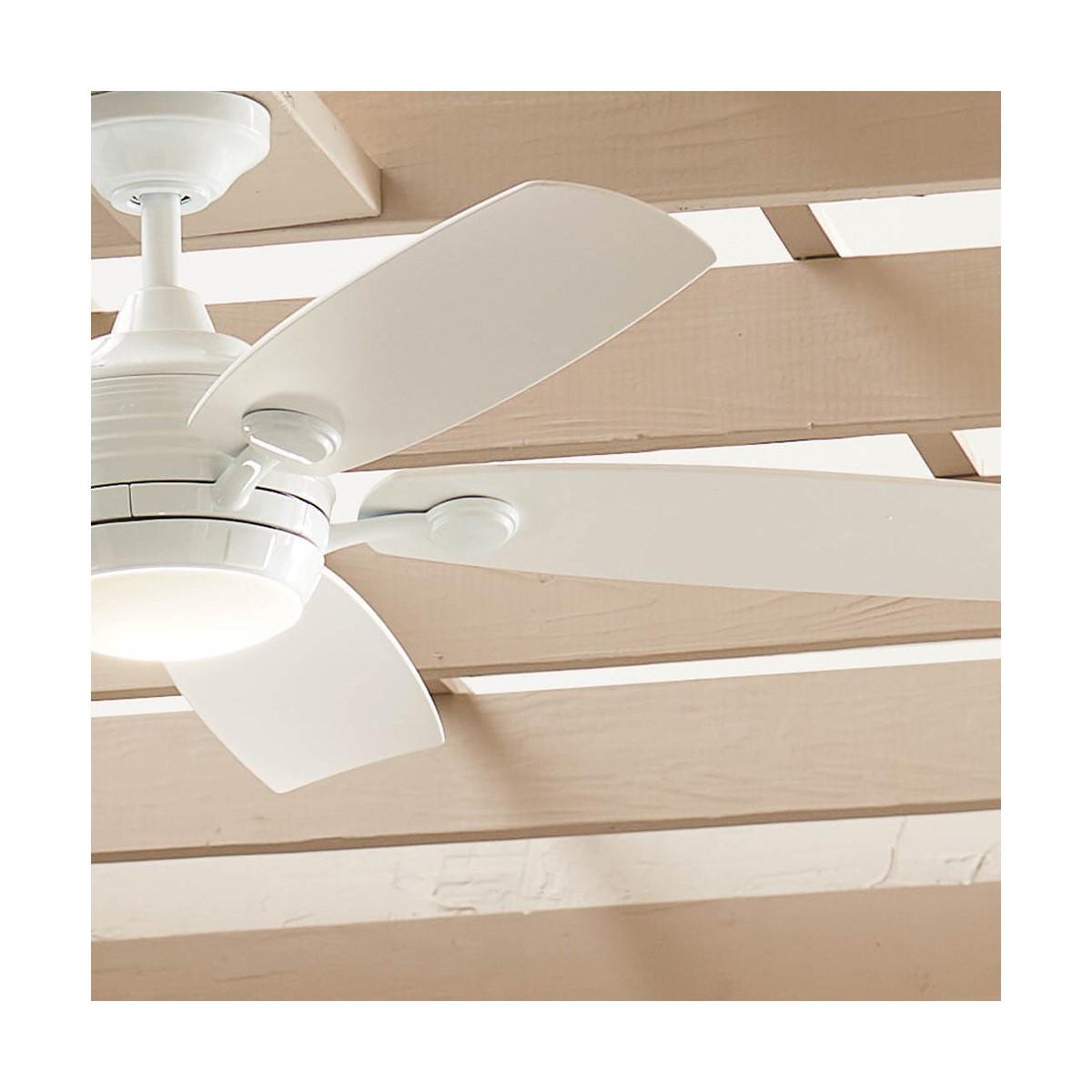 Tranquil Weather+ 56 Inch White LED Wet Rated Ceiling Fan with Remote - Bees Lighting