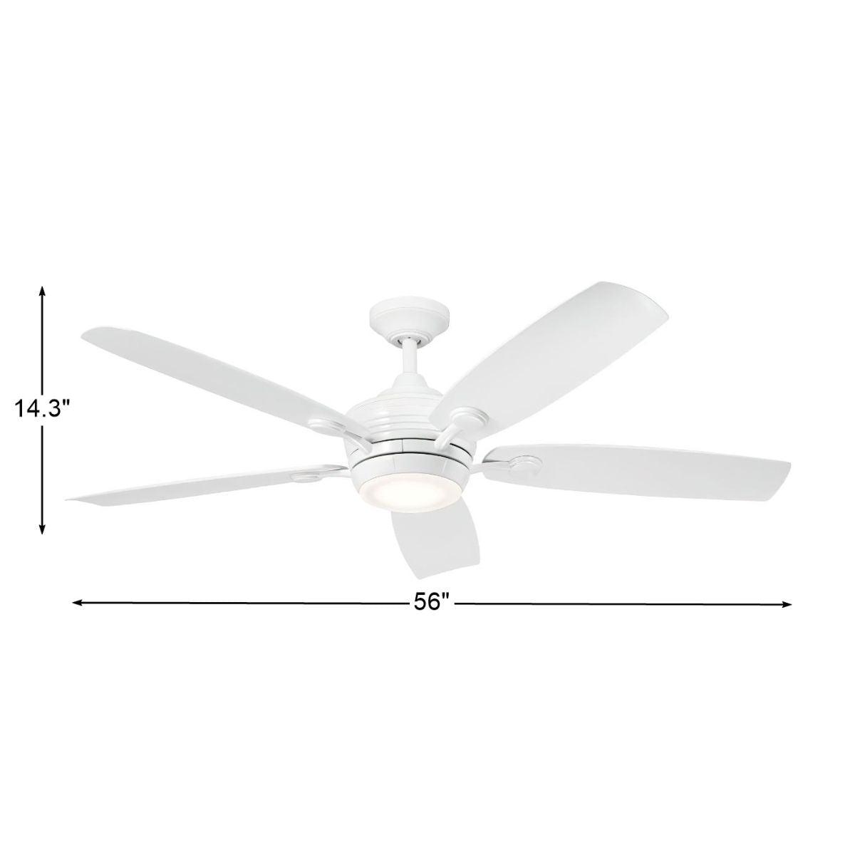 Tranquil Weather+ 56 Inch White LED Wet Rated Ceiling Fan with Remote - Bees Lighting