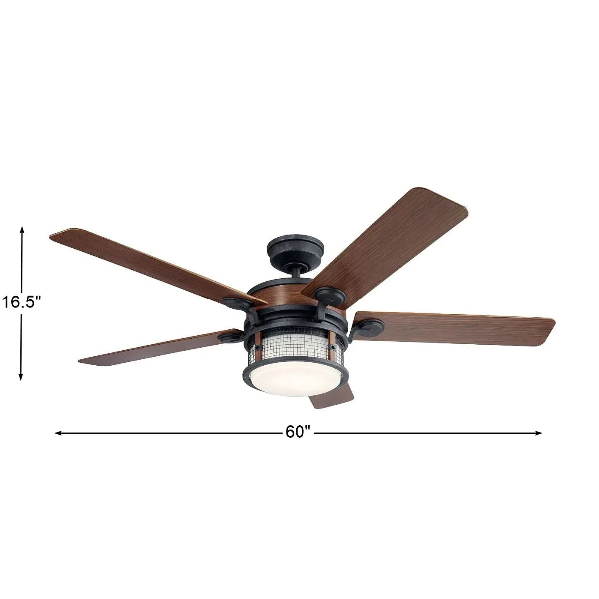 Ahrendale 60 Inch Auburn Stained Caged LED Outdoor Ceiling Fan with Wall Control - Bees Lighting