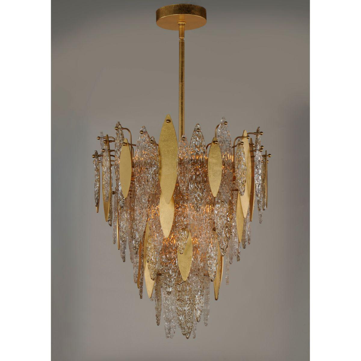 Majestic 24 in. 12 Lights Chandelier, Gold Leaf Finish - Bees Lighting