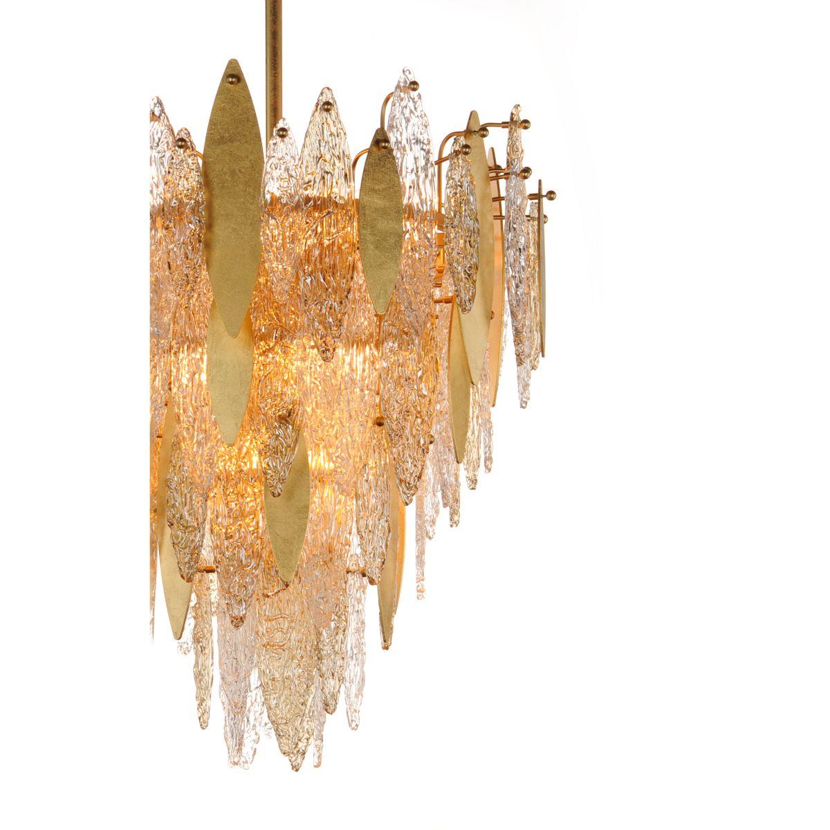 Majestic 24 in. 12 Lights Chandelier, Gold Leaf Finish - Bees Lighting