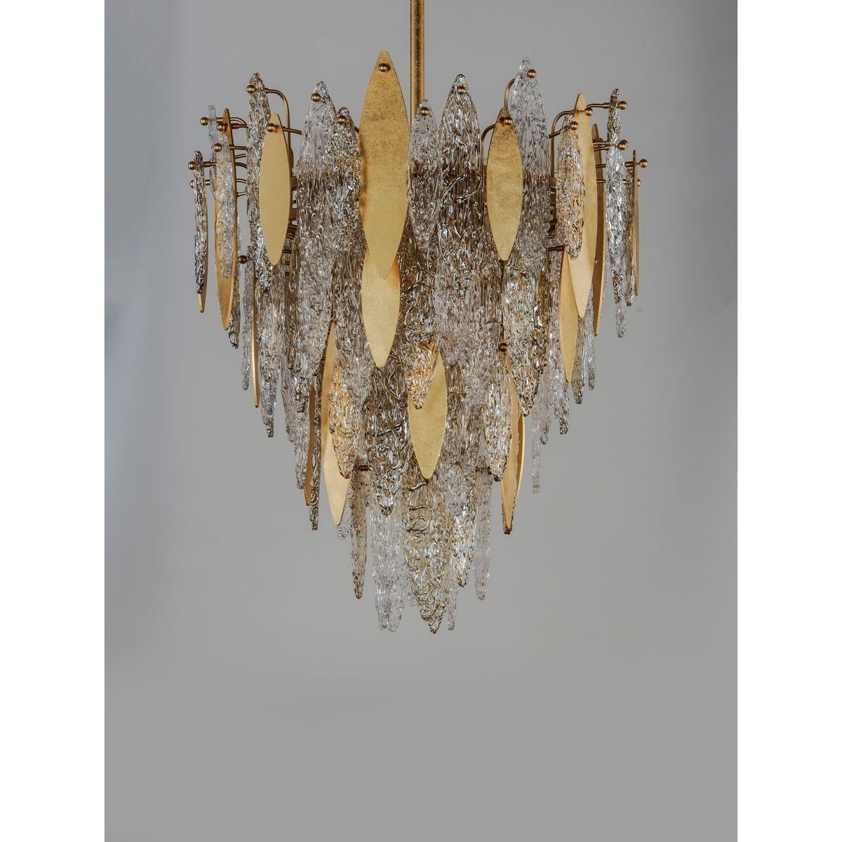 Majestic 24 in. 12 Lights Chandelier, Gold Leaf Finish - Bees Lighting