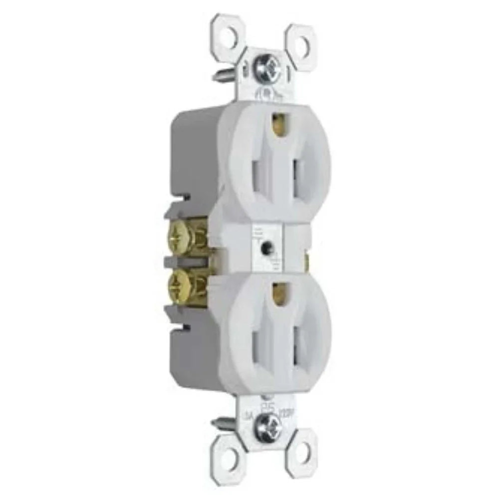 Trademaster 15A Tamper-Resistant Duplex Receptacle, White - Bees Lighting