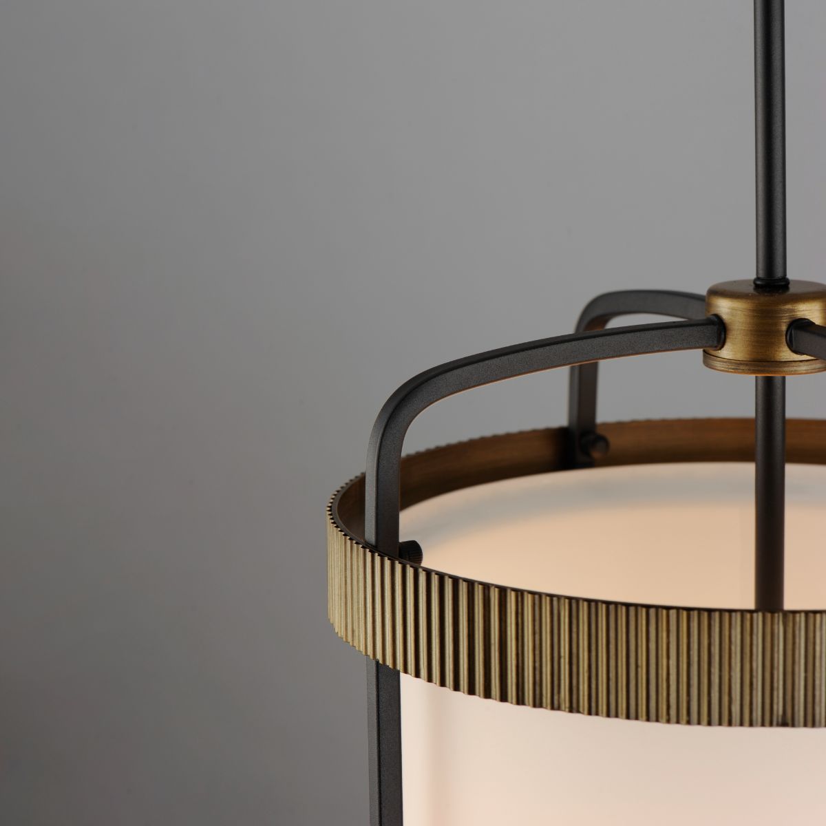 Ruffles 14 in. 3 Lights Pendant Light Black & Antique Brass Finish - Bees Lighting