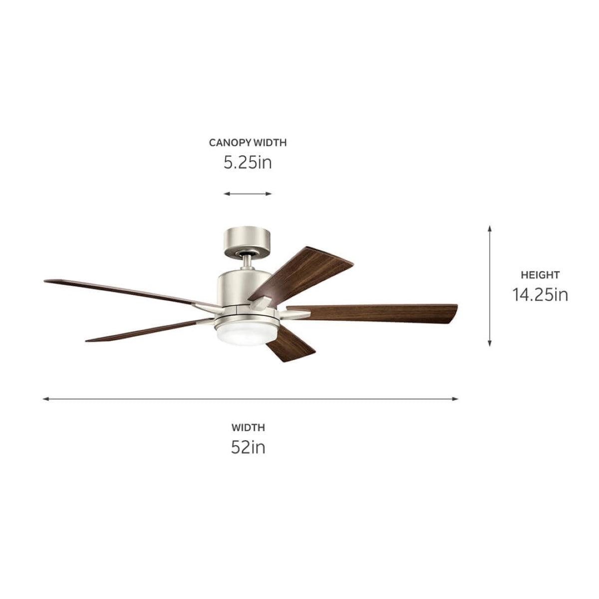 Lucian Elite 52 Inch Brushed Nickel LED Ceiling Fan with Wall Control - Bees Lighting