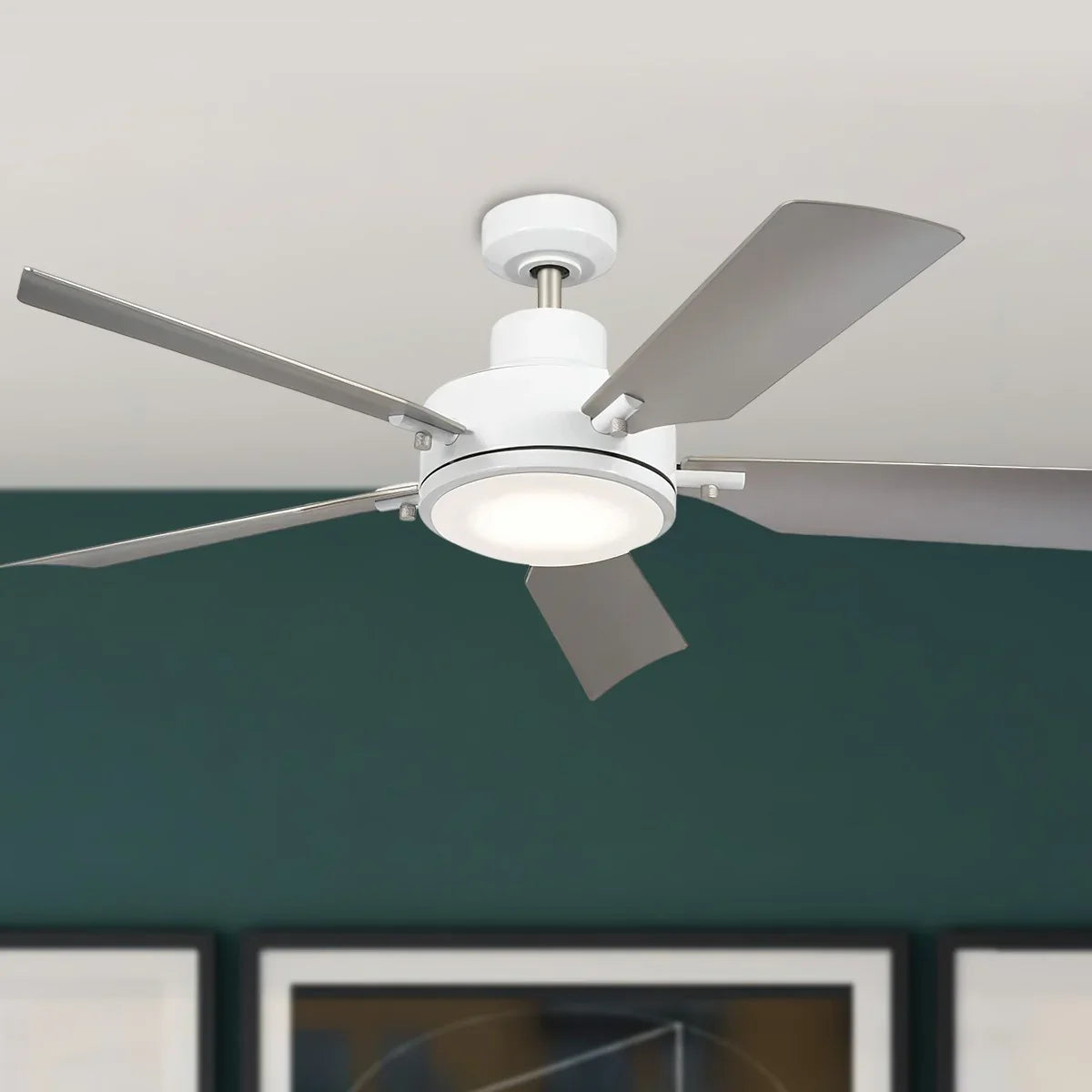 Guardian 56 Inch White and Silver LED Ceiling Fan with Remote - Bees Lighting