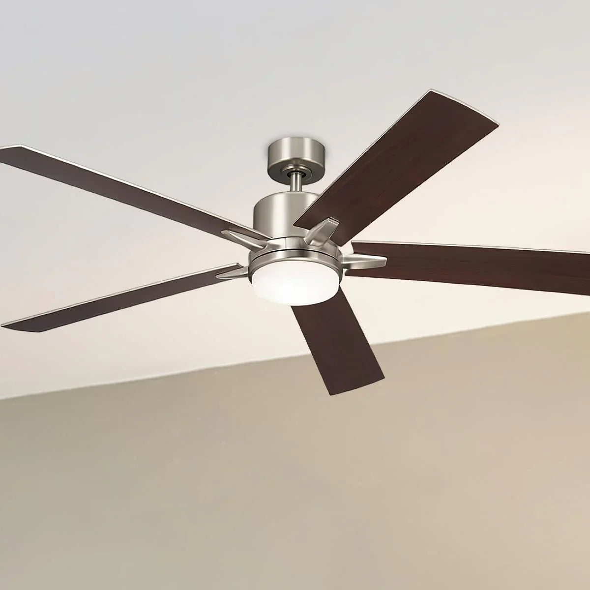 Lucian Elite XL 60 Inch Brushed Nickel LED Ceiling Fan with Wall Control - Bees Lighting