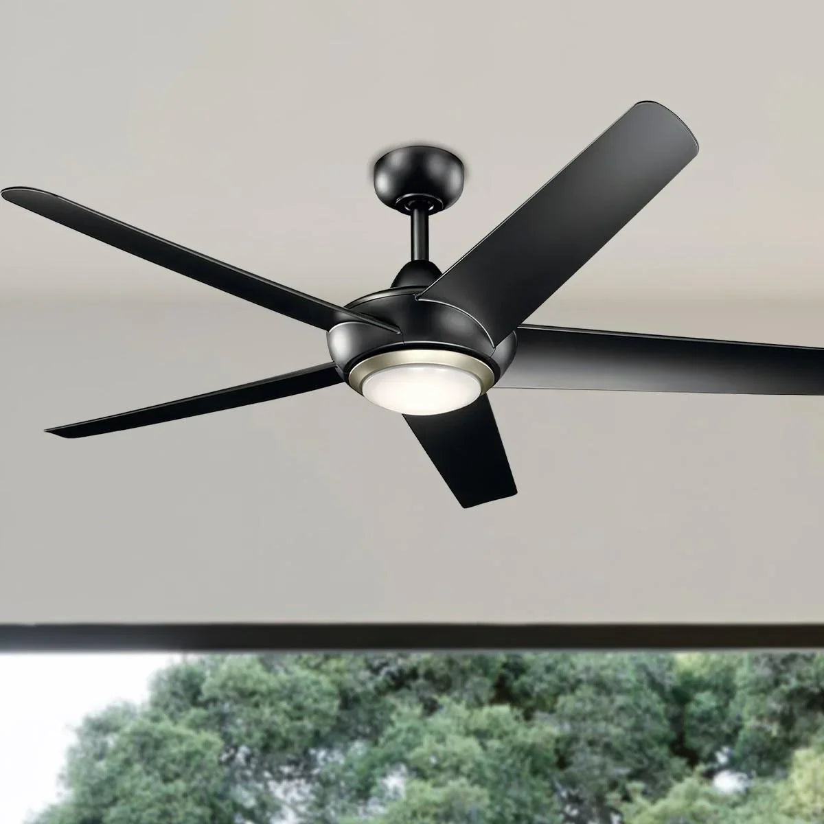 Kapono 52 Inch Satin Black LED Indoor Ceiling Fan with Remote - Bees Lighting