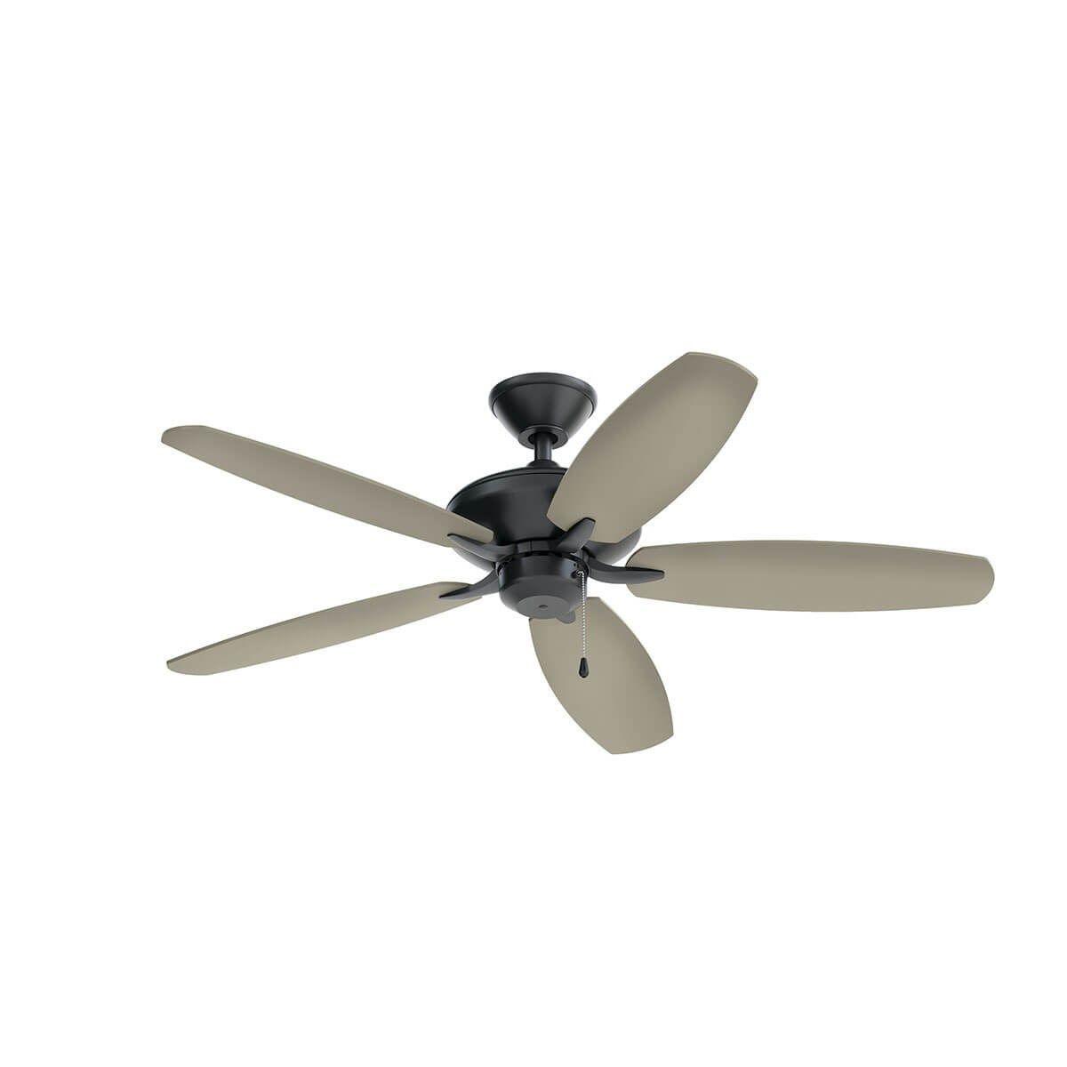 Renew 52 Inch Satin Black Simple Ceiling Fan with Pull Chain - Bees Lighting