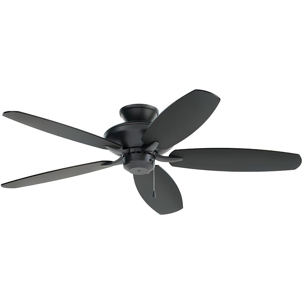 Renew 52 Inch Satin Black Simple Ceiling Fan with Pull Chain - Bees Lighting
