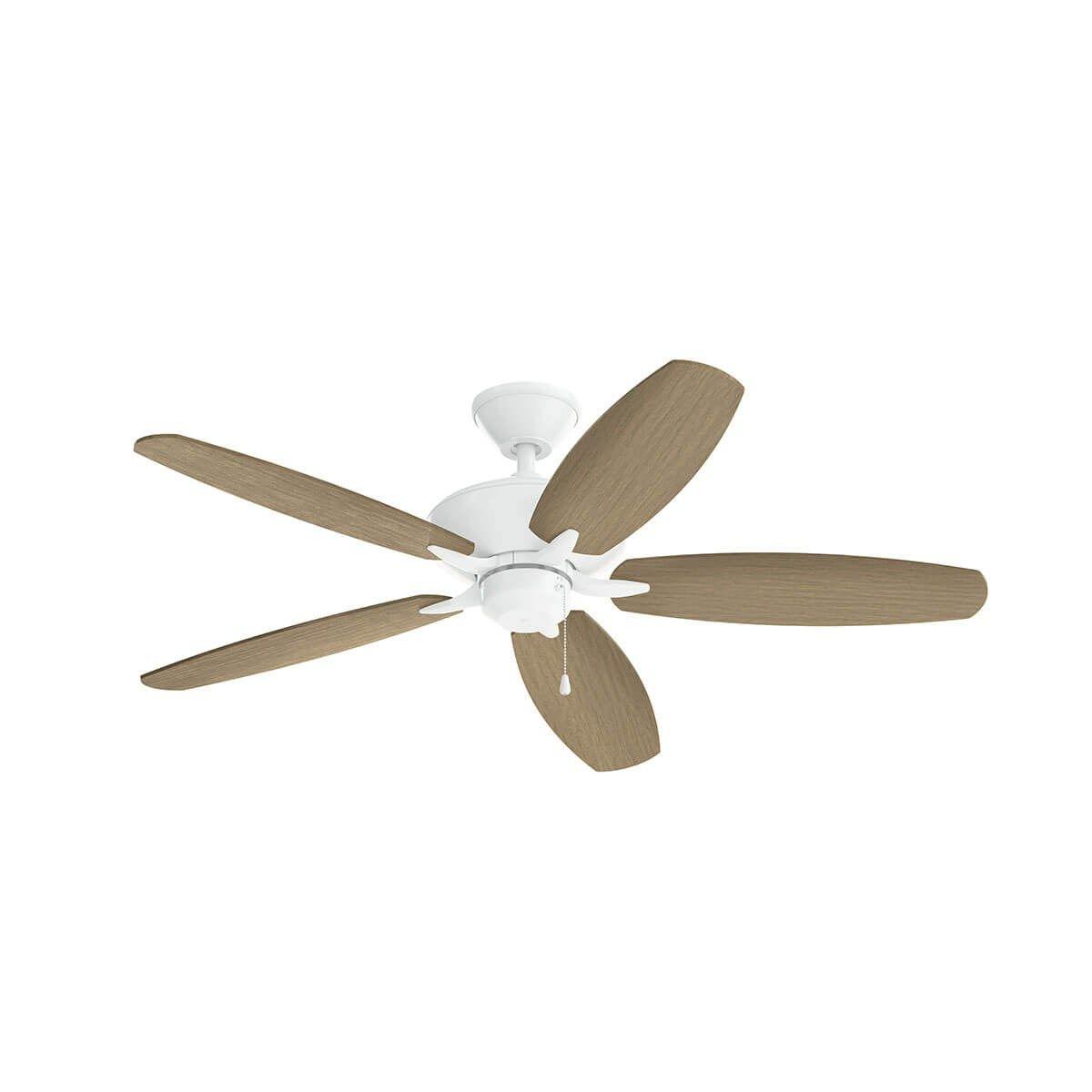 Renew Patio 52 Inch Matte White Damp Rated Ceiling Fan with Pull Chain - Bees Lighting