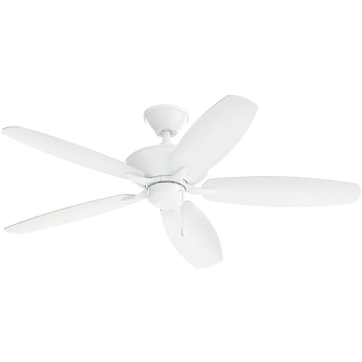 Renew Patio 52 Inch Matte White Damp Rated Ceiling Fan with Pull Chain - Bees Lighting