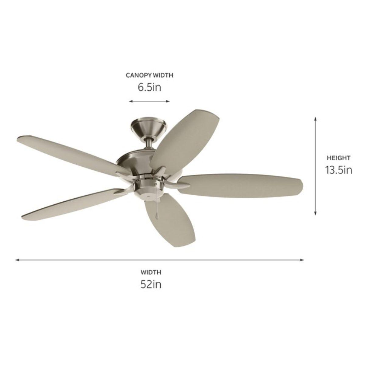 Renew Patio 52 Inch Matte White Damp Rated Ceiling Fan with Pull Chain - Bees Lighting
