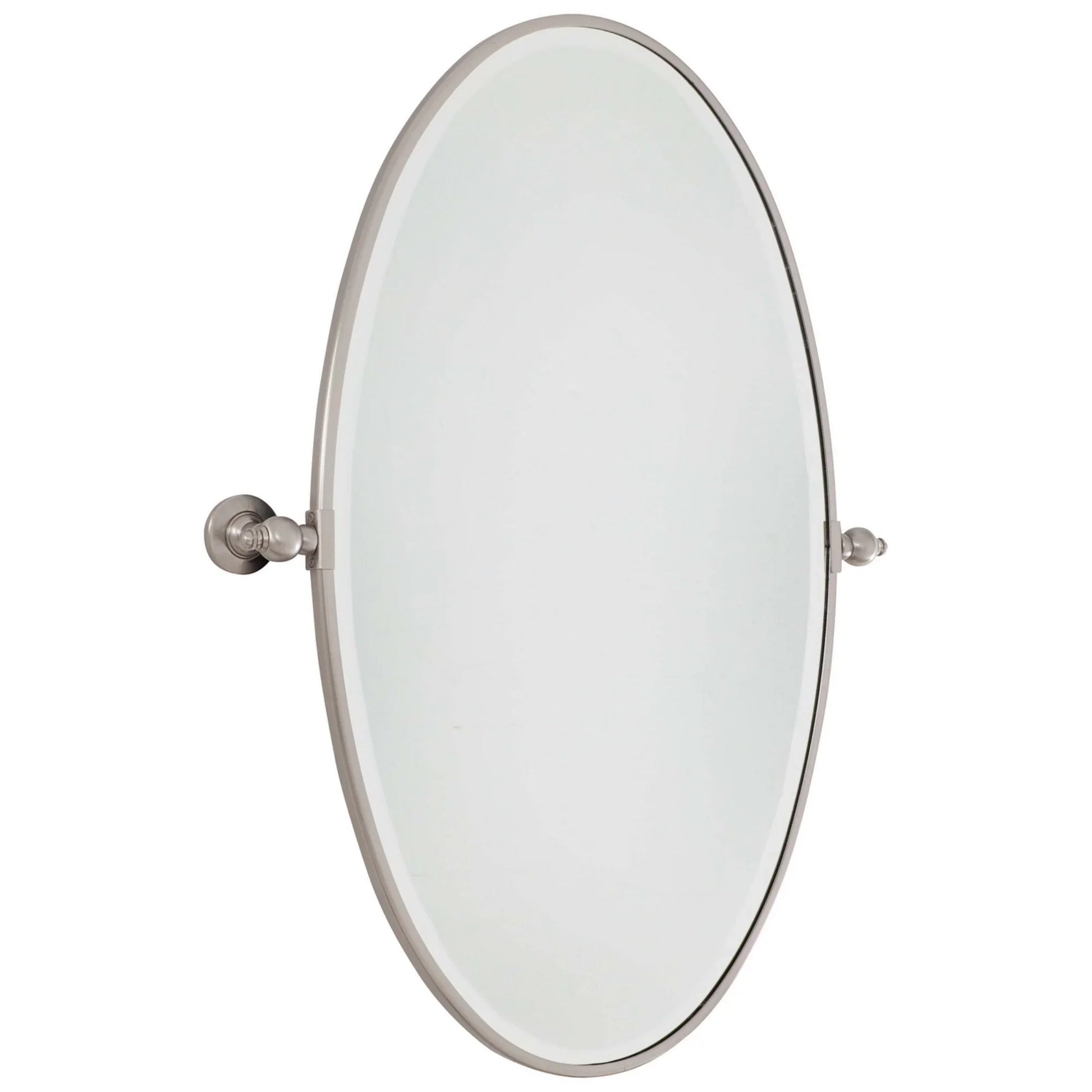 Pivoting Mirrors 35.75" x 27" Beveled XL Oval Mirror, Brushed Nickel Finish - Bees Lighting