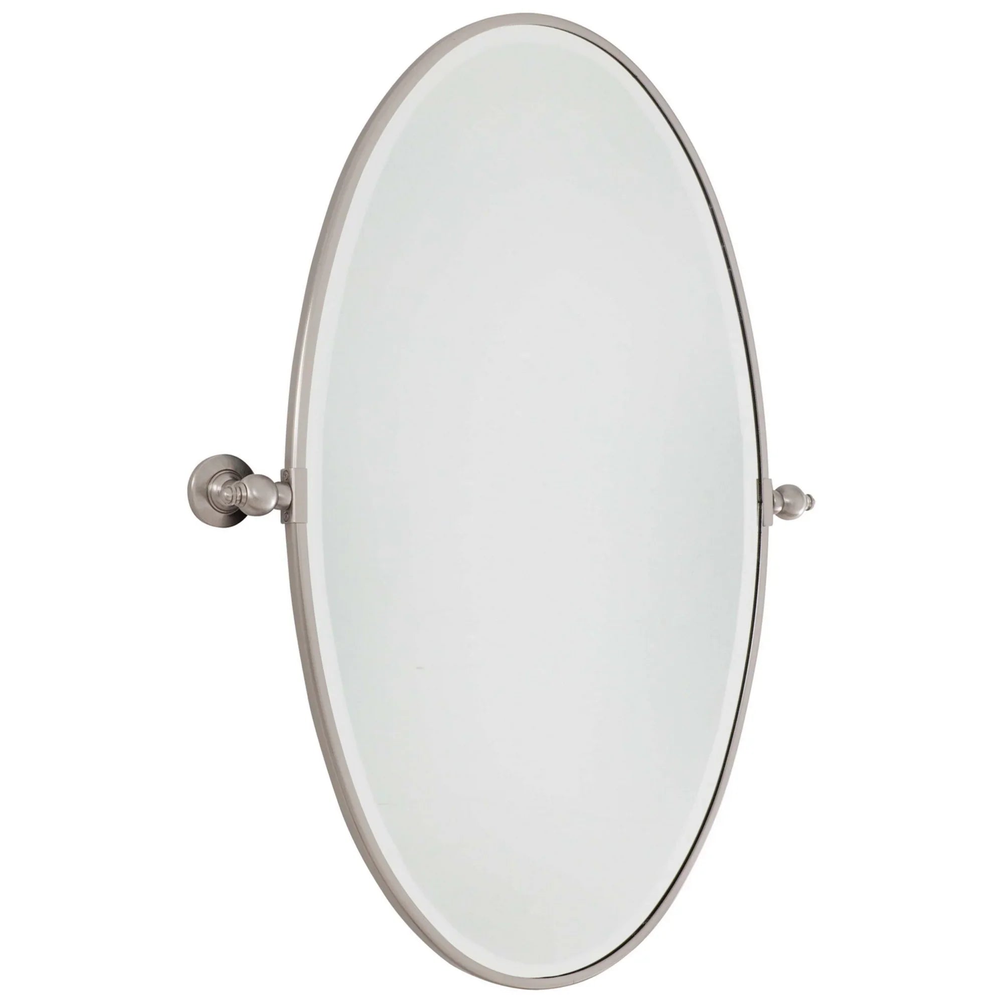 Pivoting Mirrors 35.75" x 27" Beveled XL Oval Mirror, Brushed Nickel Finish - Bees Lighting
