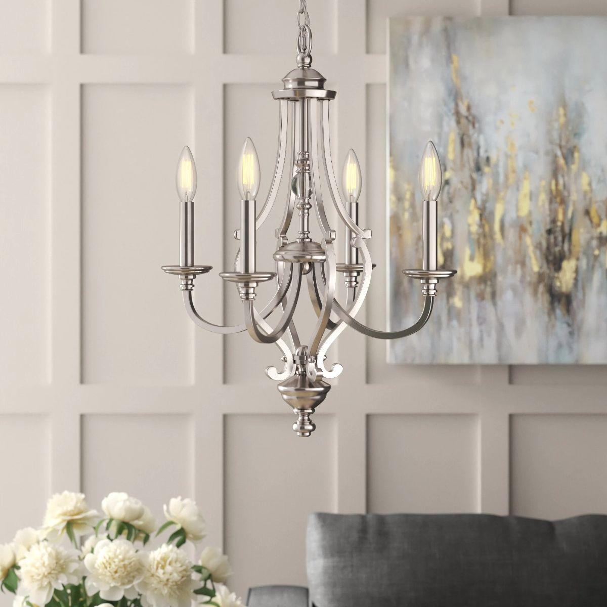 Savannah Row 26 in. 6 Lights Chandelier Brushed Nickel finish - Bees Lighting
