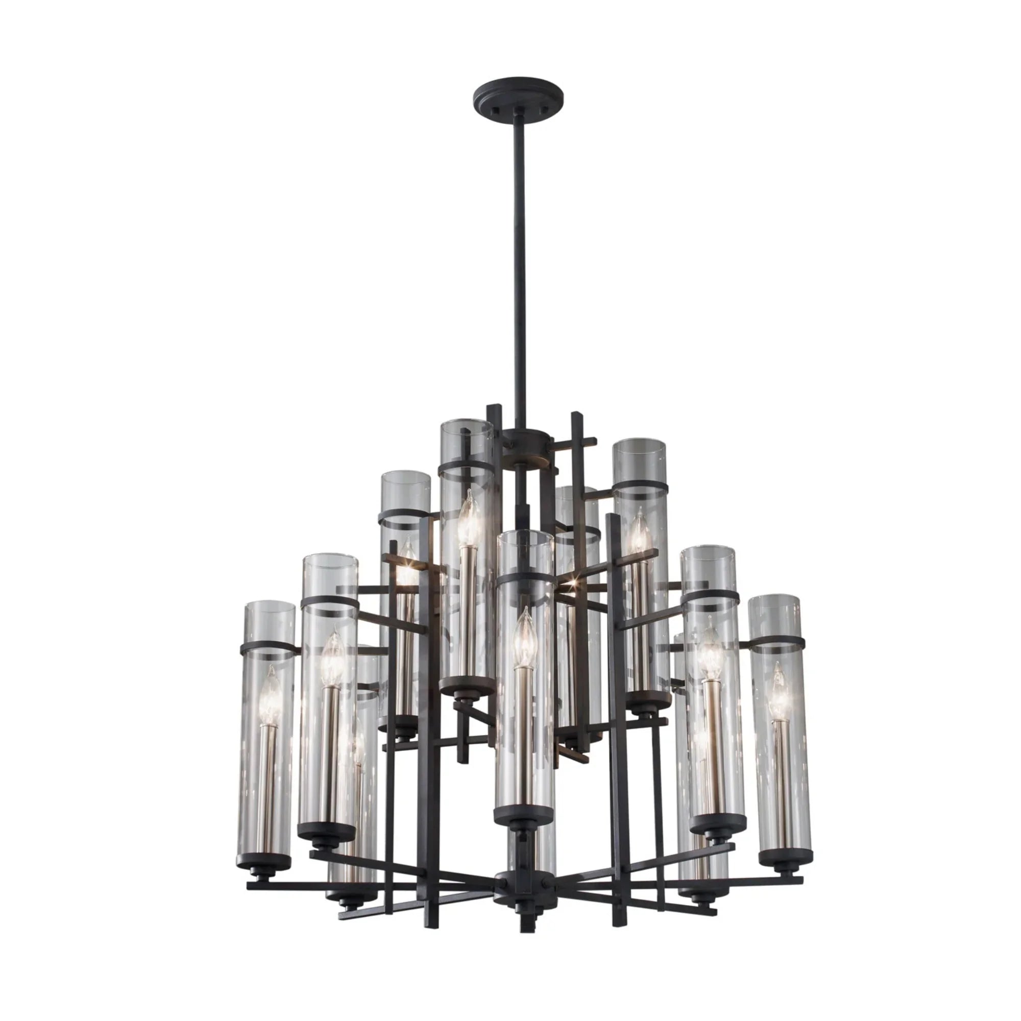 Ethan 30" 12-Light X-Large Chandelier, Antique Forged Iron Finish - Bees Lighting