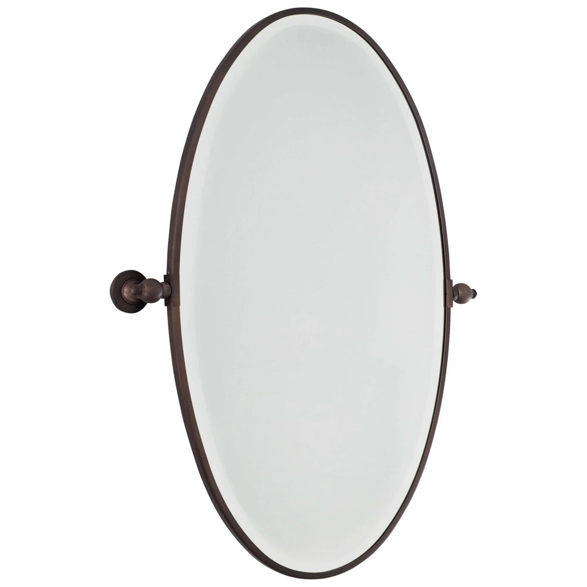 Pivoting Mirrors 35.75" x 27" Beveled XL Oval Mirror, Dark Brushed Bronze Finish - Bees Lighting