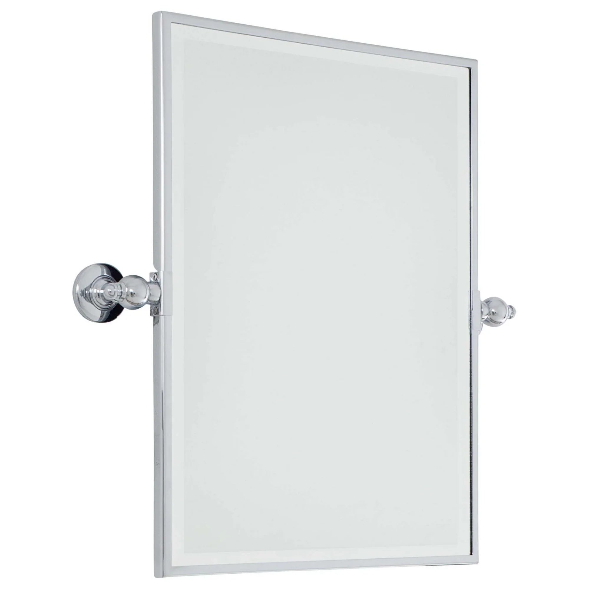 Pivoting Mirrors 24.25" x 23.5" Beveled Rectangle Mirror, Chrome Finish - Bees Lighting