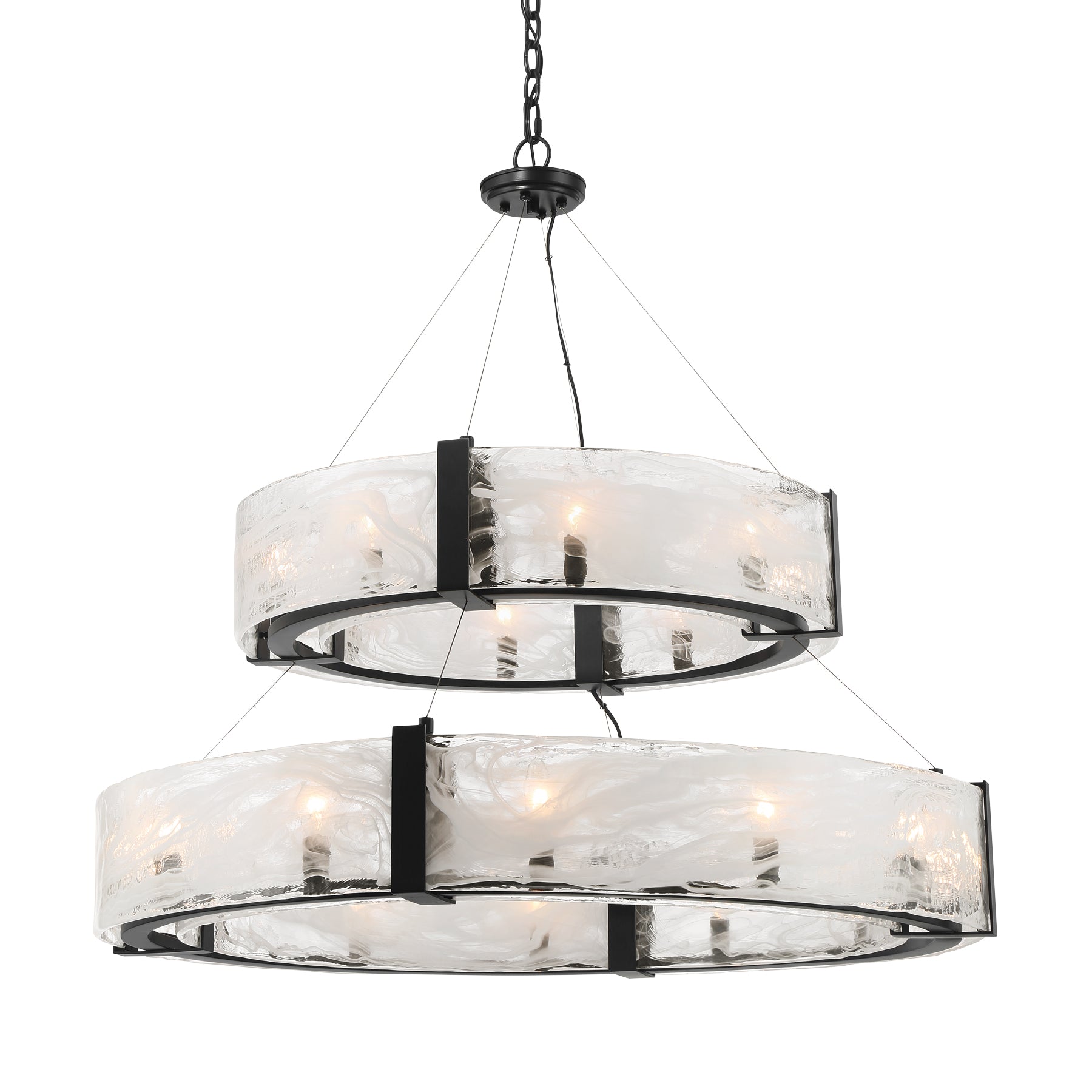 Cloud Break 40" 20 Lights Pendant Light Black Finish - Bees Lighting