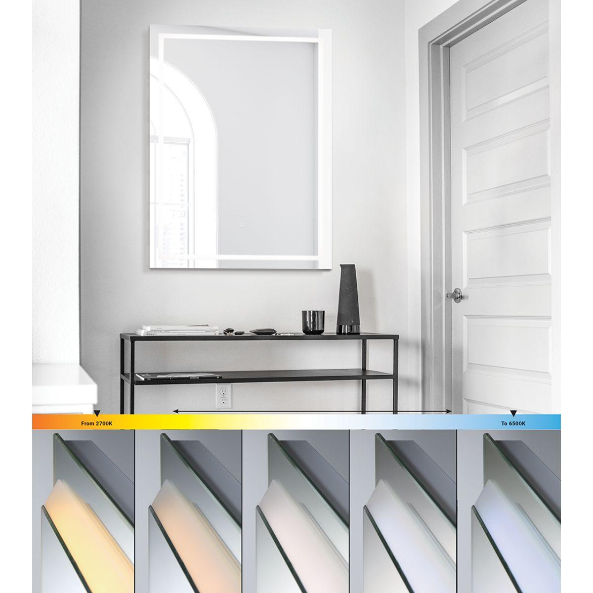Eris 28 In x 47 In. White LED Wall Mirror - Bees Lighting