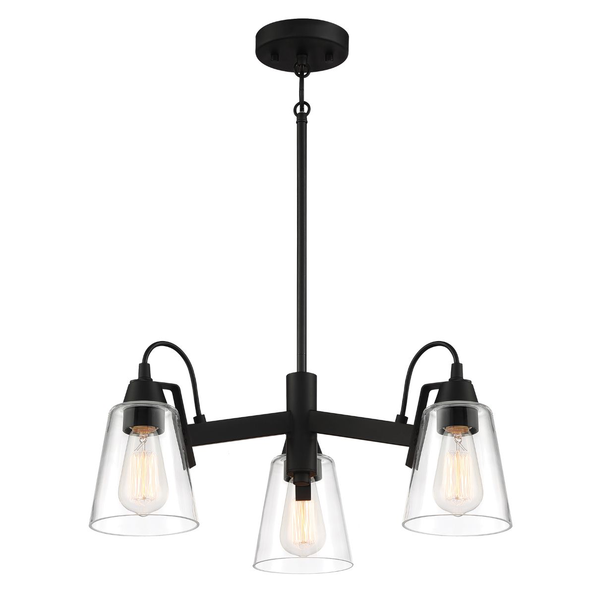 Beckonridge 22 in. 3 Lights Chandelier Black finish - Bees Lighting
