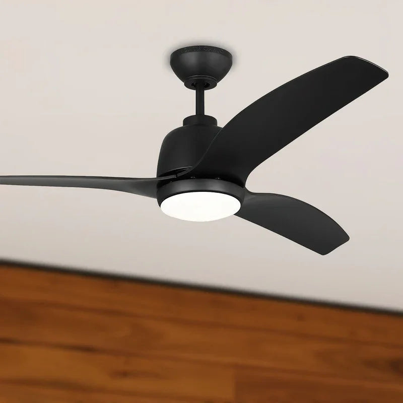 Avila Coastal 54 Inch Midnight Black Outdoor Ceiling Fan with Light and Remote - Bees Lighting