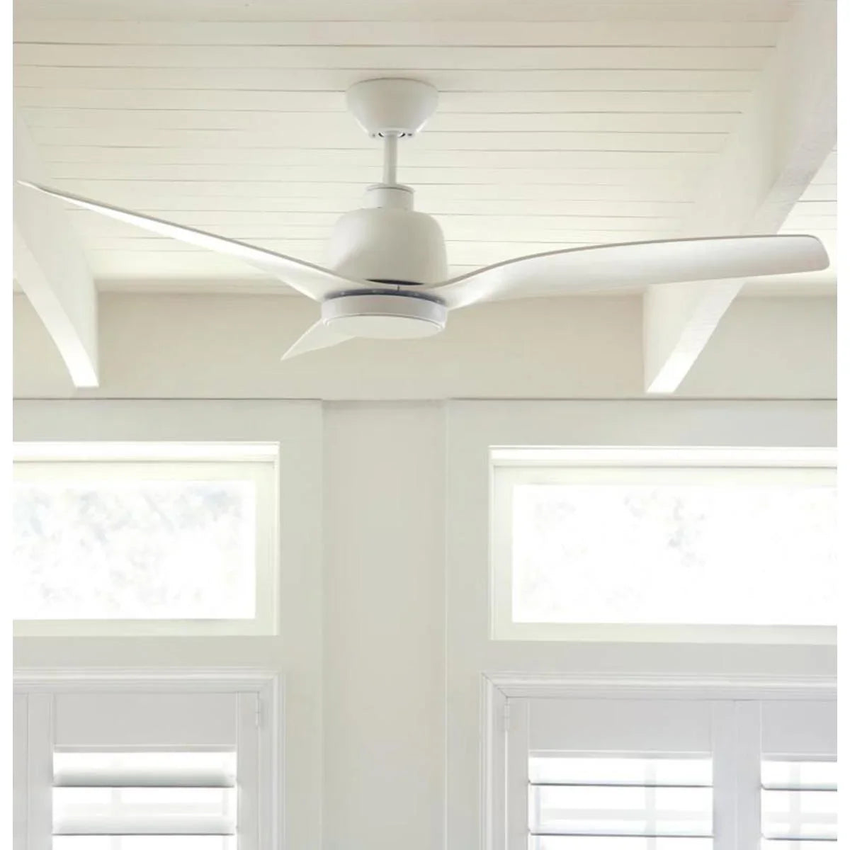 Avila Coastal 54 Inch Matte White Outdoor Ceiling Fan with Light and Remote - Bees Lighting
