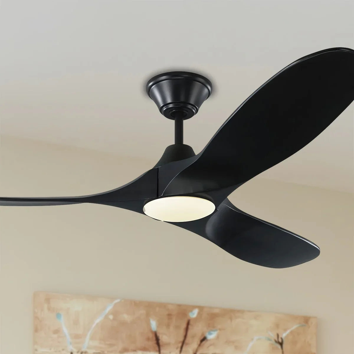 Maverick II 52 Inch Matte Black Damp Rated LED Ceiling Fan with Remote - Bees Lighting