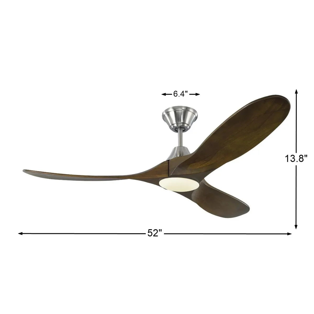Maverick II 52 Inch Steel and Walnut Damp Rated LED Ceiling Fan with Remote - Bees Lighting
