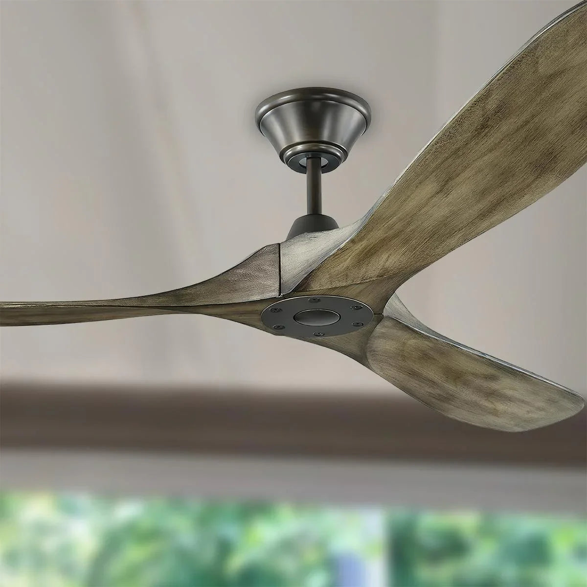 Maverick 60 Inch Aged Pewter Damp Rated Ceiling Fan with Remote - Bees Lighting