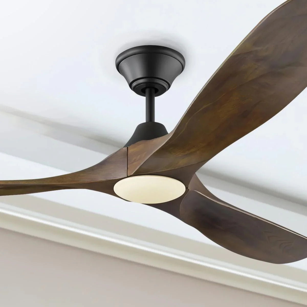 Maverick 60 Inch Black and Walnut 3-Blade LED Ceiling Fan with Light and Remote - Bees Lighting