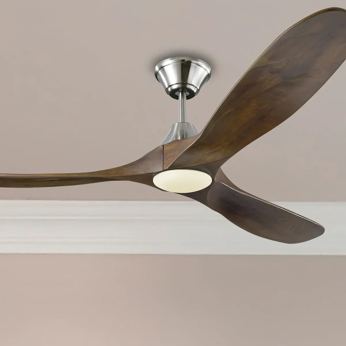 Maverick 60 Inch Steel and Walnut 3-Blade LED Ceiling Fan with Light and Remote - Bees Lighting