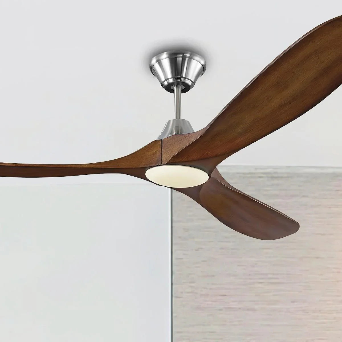 Maverick 60 Inch Steel and Koa 3-Blade LED Ceiling Fan with Light and Remote - Bees Lighting